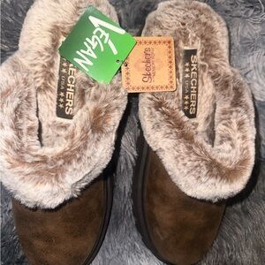 Skechers Women's Tan Faux Fur Slip on Shoes VEGAN